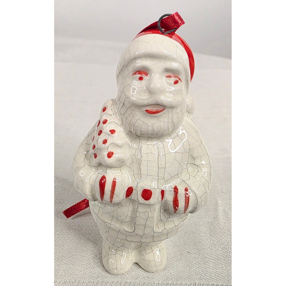 Hallmark Keepsake Jolly Santa Ornament Crackle Glaze Ceramic Holiday Favorites